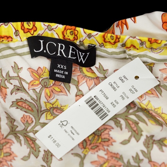 New J.CREW Size XXS Open Back Halter Top in Sunset Rose Block Print $118 CK065 - Picture 7 of 7